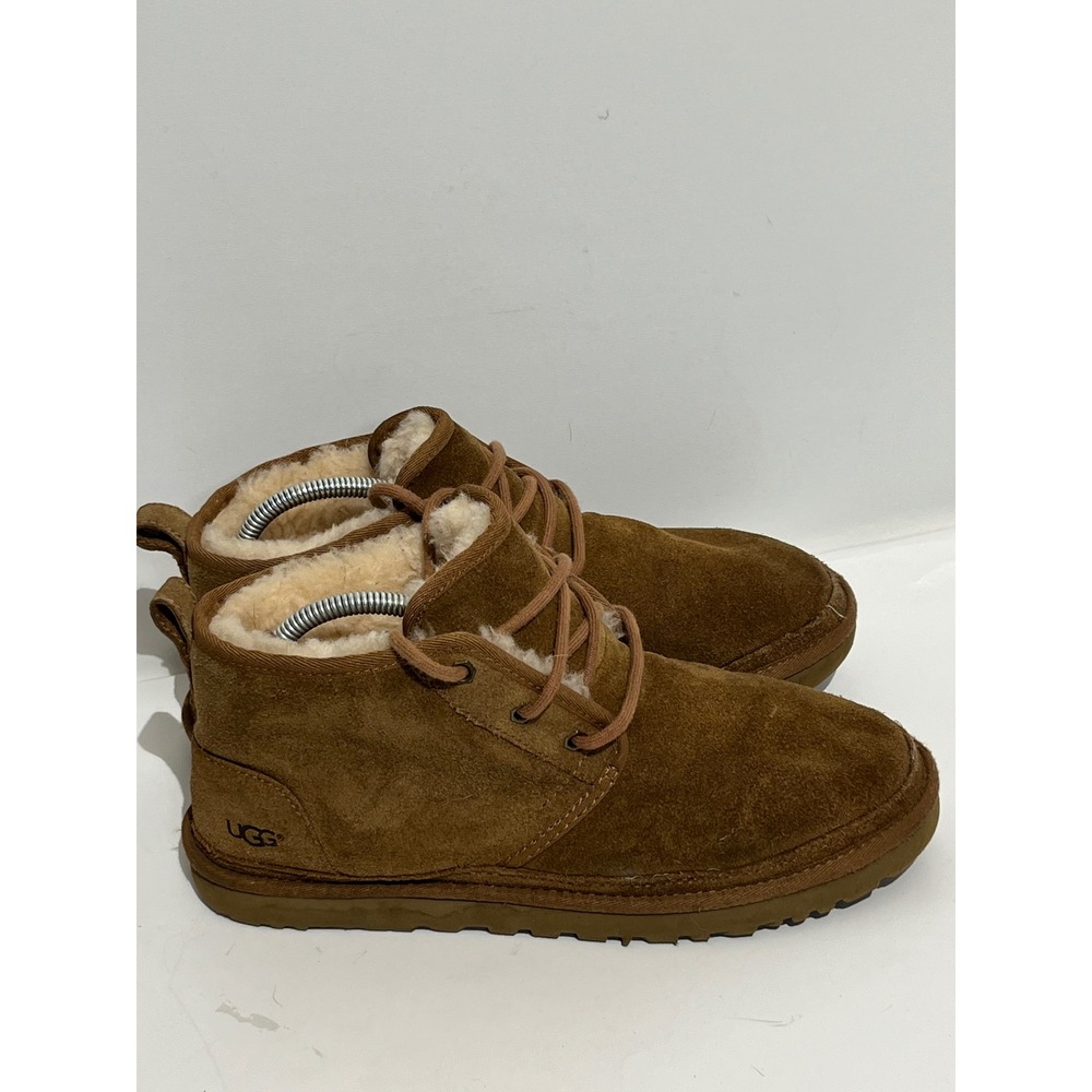 UGG Neumel Chestnut Brown Suede Lace Up Wool Lined Chukka Ankle Boots Womens